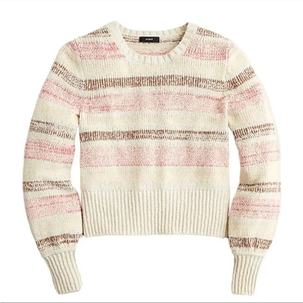 J. Crew Bouclé crewneck sweater in wide stripe sz S